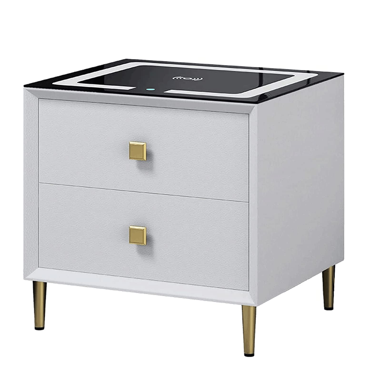 Bedside Tables Smart Nightstand Wireless Charging Bedside Table With 2 Drawers Bedside Cabinet Sensor Led Bedroom Bedside Dresser,Blue-40 * 40 * 47Cm,White-40*40*47Cm,White-40*40*47Cm