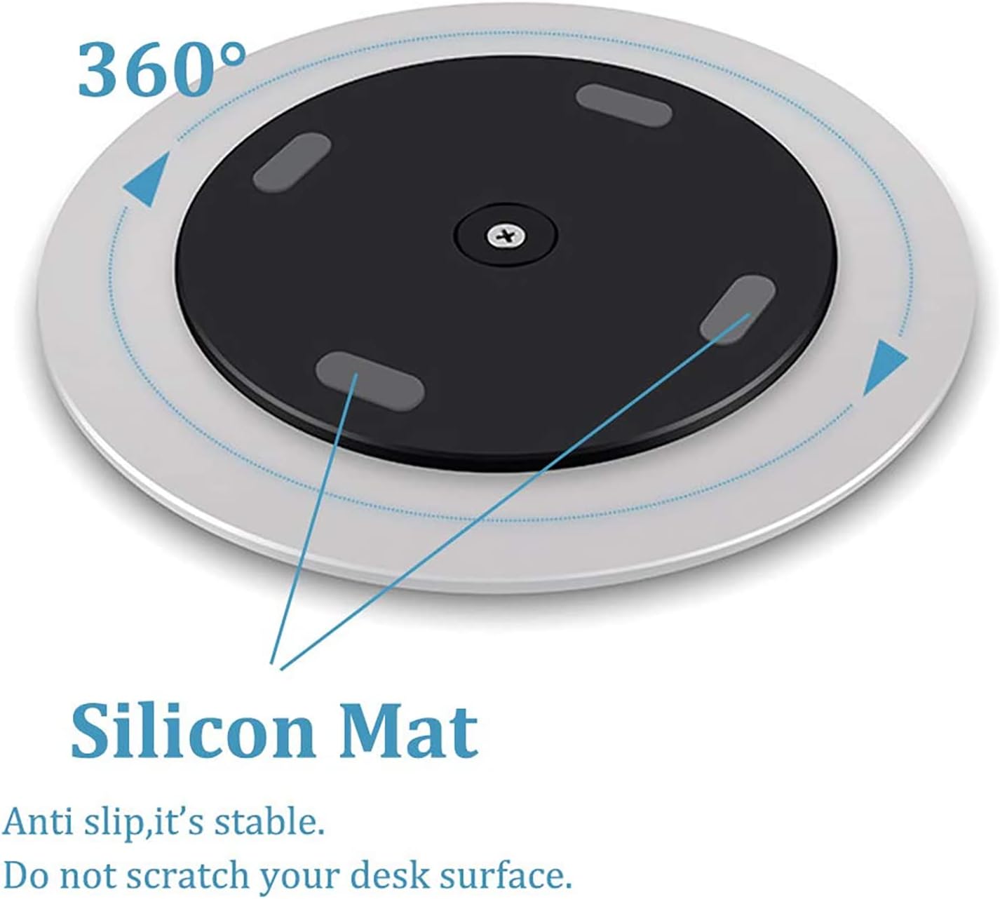 360° Rotation Monitor Swivel Base, Silver Aluminum Alloy Computer Screen Monitor Turntable Stand Flat Panel TV Rotating Swivel Base Mat for iMac,Laptop,Potted Plants,Arts & Crafts and More