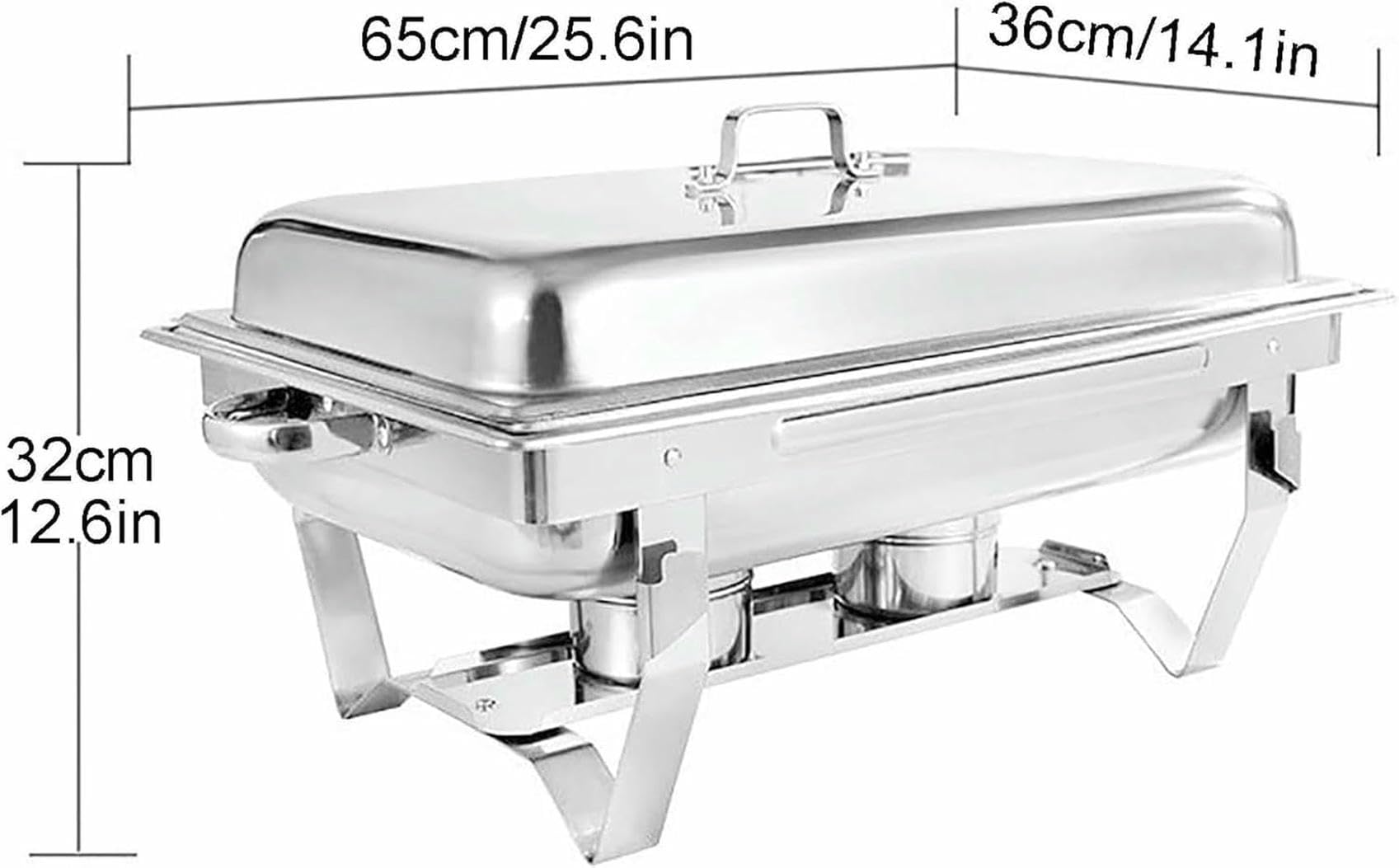 Juego de Buffet Chafing Dish, Calentador de Alimentos portátil, Juego de Buffet Chafing Dish de Acero Inoxidable, para buffets, Bodas, Banquetes y Catering (3 Rejillas, 5 Piezas)