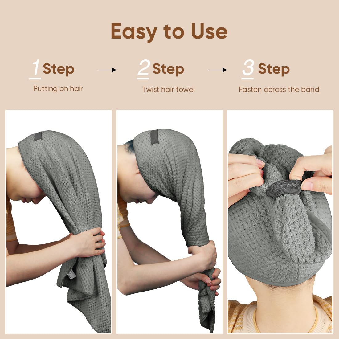Amazon.com: HOMEXCEL 5 Pack Large Microfiber Hair Towel Wrap  display picture 3