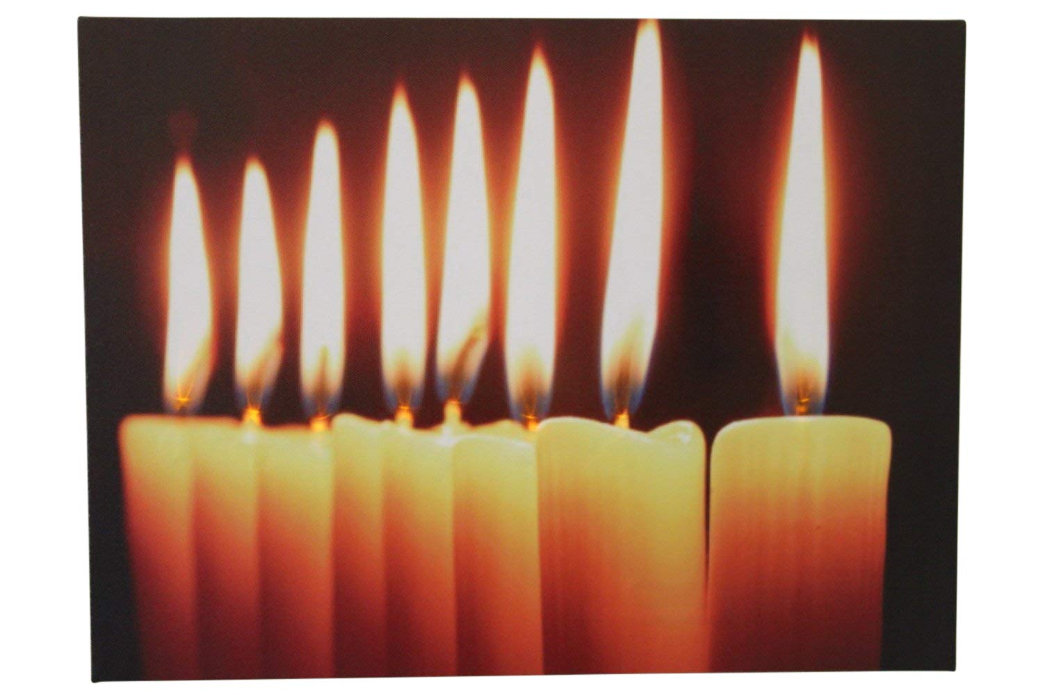 Garden Market Place Festive 8 Natural Candles Christmas Canvas Picture Print With Led Lights