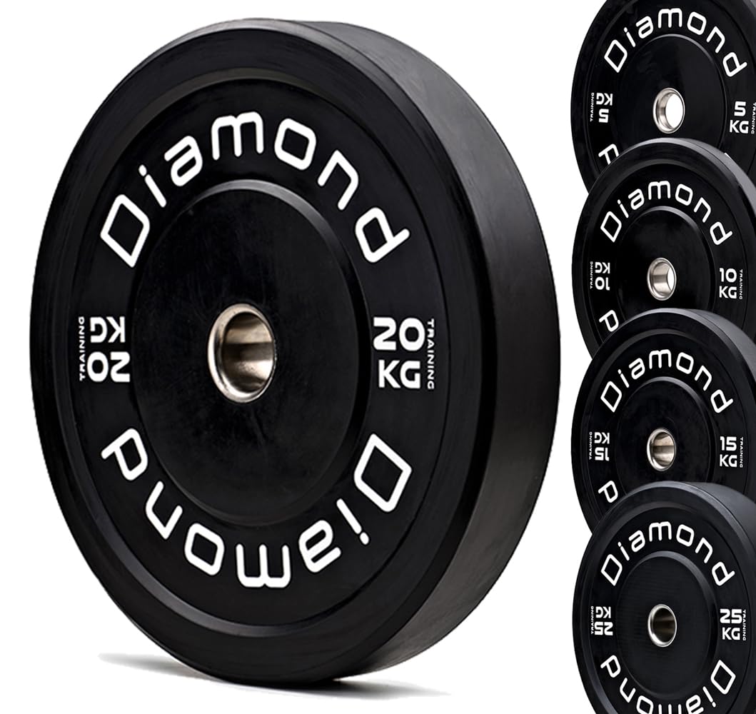 Disco Bumper Pro Diamond para Crossstraining y entrenamiento funcional | 100% goma sin olor | De 5 a 25 kg | Orificio Ø50 mm | Levantamiento de pesas y musculación | Individuales o Pares (1 x 20 kg)