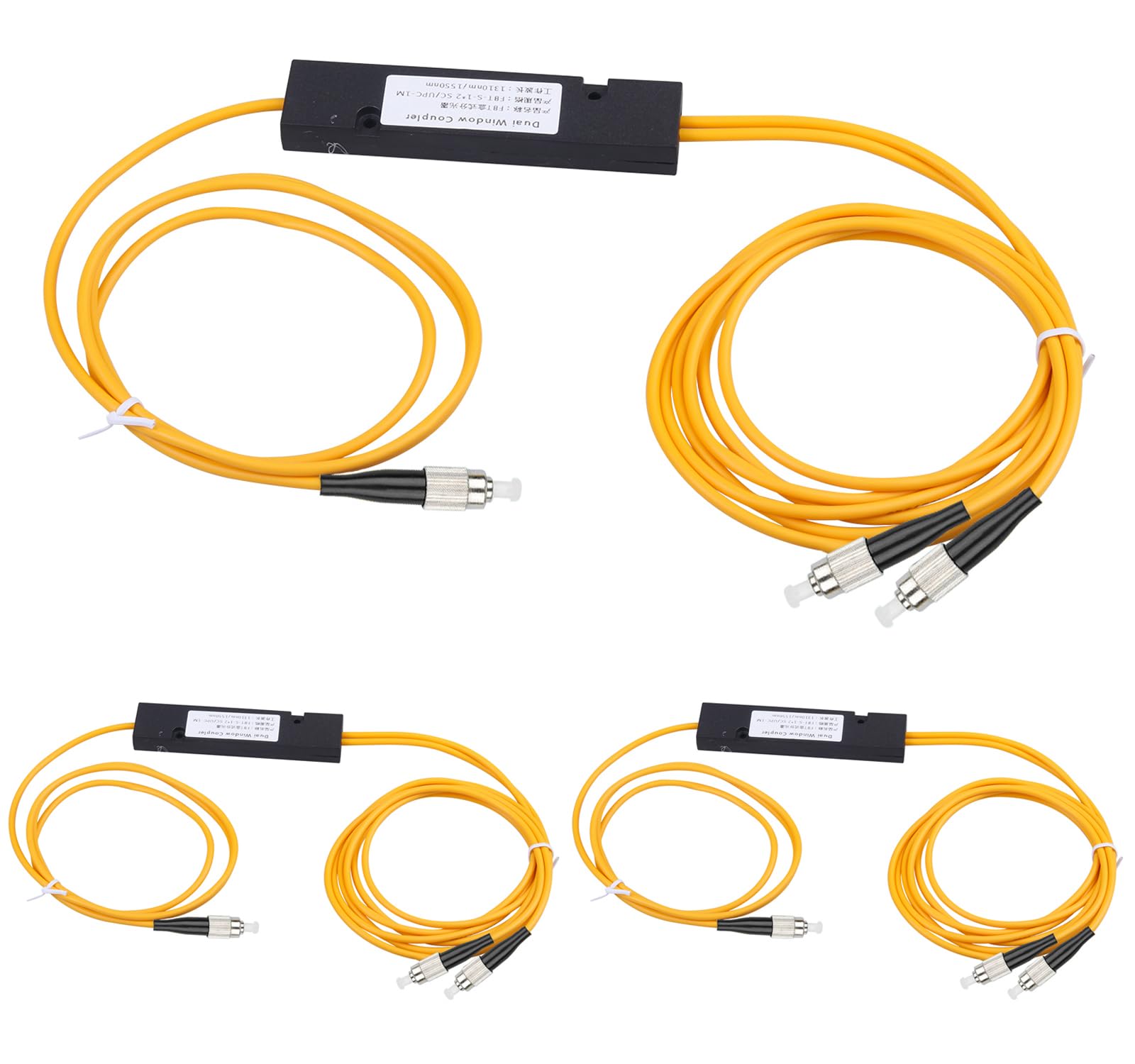Duogalia 3-Pack FC/UPC Fiber Optical FBT Splitter 1x2(1 in 2 Out) Singlemode 1310/1550nm for Network Signal Distribution