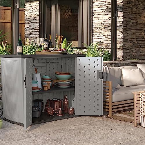 Suncast XL Outdoor Storage Cabinet, 130 Gal, Lockable, Peppercorn Gray - image 9