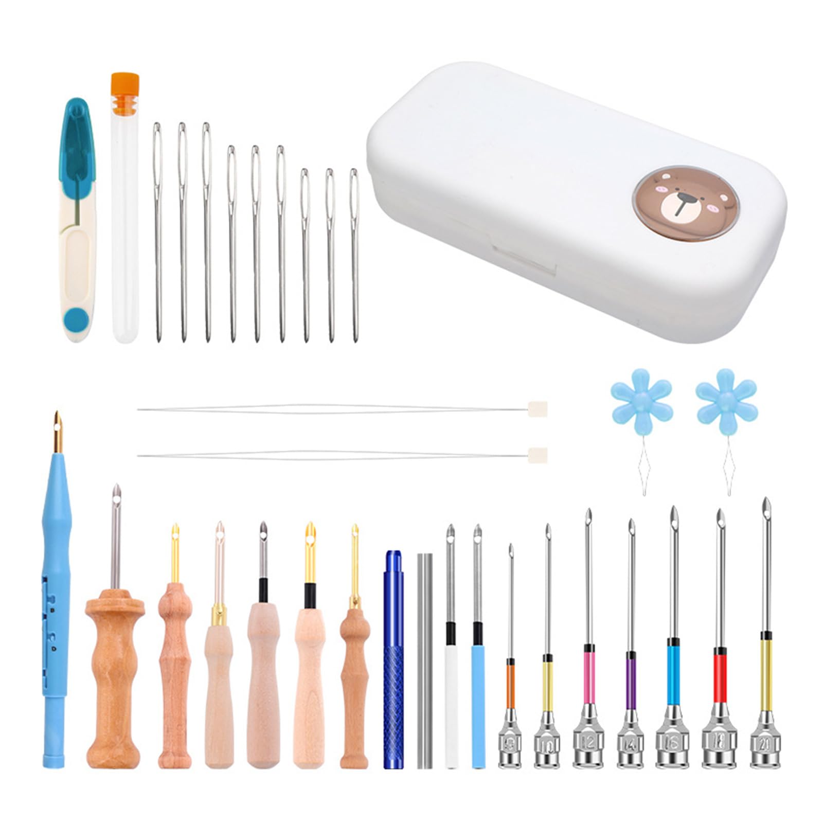 1 Set Punched Needle Set Punched Needle Tool Large Eye Sewing Embroidery Kits for Craft Project