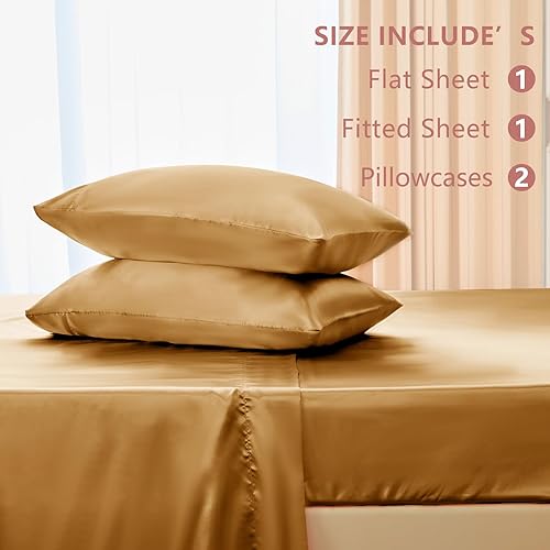 Miniatura 6 de CozyLux - Juego de sábanas de satén con microfibra sedosa tamaño Queen, 4 piezas, 1 sábana bajera con esquinas profundas, 1 sábana encimera y 2