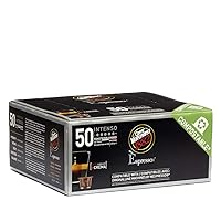 Vista 1 de Caffe Vergnano Intenso Espresso Cápsulas Compatible con máquina original Nespresso Compostable Tostado medio 50 unidades (25 onzas) Importado