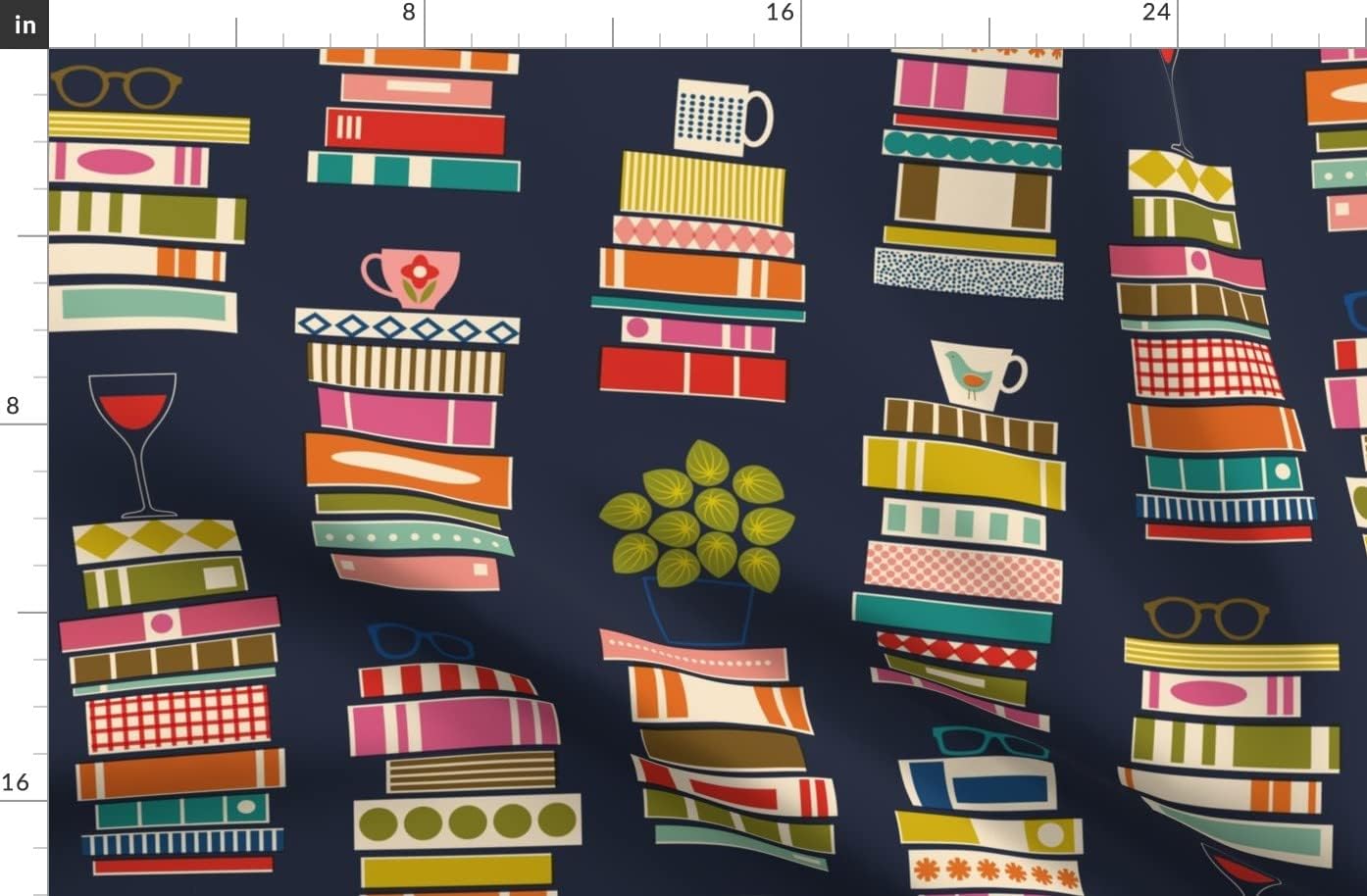 Spoonflower Fabric - Reading Books Hygge Printed on Organic Cotton Sateen Fabric by The Yard - Sewing Quilting Apparel Home Decor