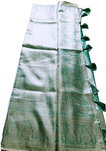 Generic green banarasi silk saree – image 2