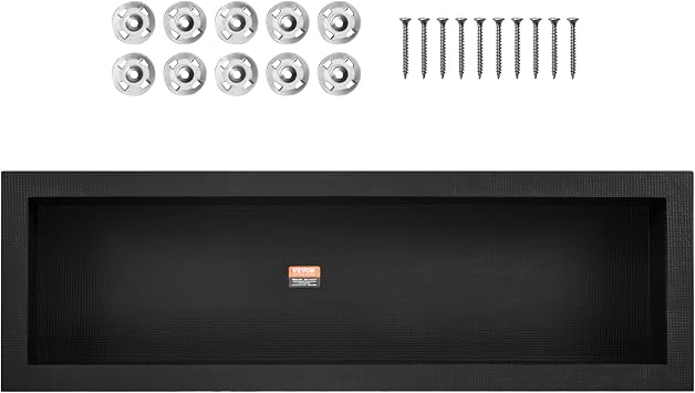 VEVOR Shower Niche Ready for Tile 16 x 50, Single Shelf Organizer, Square Corners Wall-inserted Niche Recessed, Sealed Protection Modern Soap Storage Niche for Shower Bathroom, Black