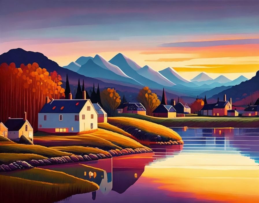 Toile murale sans cadre paysage de montagnes meechi au lever de soleil 50x70 cm