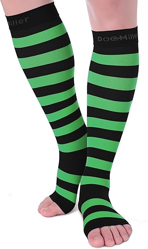 Miniatura 18 de Doc Miller Calcetines de compresión para mujeres embarazadas – pantorrilla ancha, puntera abierta, manga de rodilla de 15-20 mmHg, medias