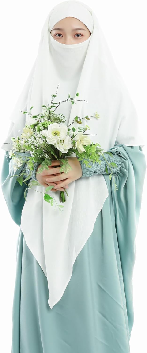 Khalat Muslim Prayer Hijab - 2 Layers Soft Breathable Islamic Dubai Women's Instant Long Hijab - Image 2