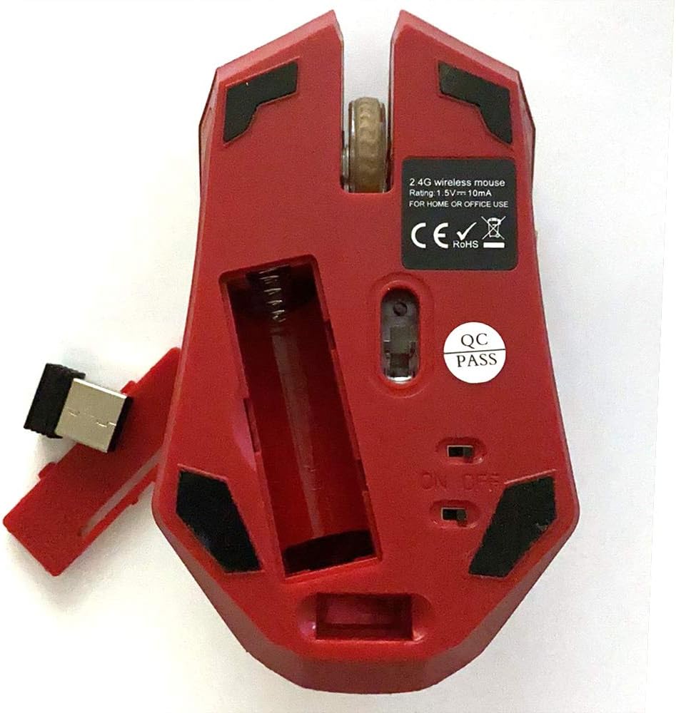 Gaming Wireless Mouse, Six-Button Silent Iron Man Mouse 2.4G with USB Nano Receiver for Laptop and PC (Gold)