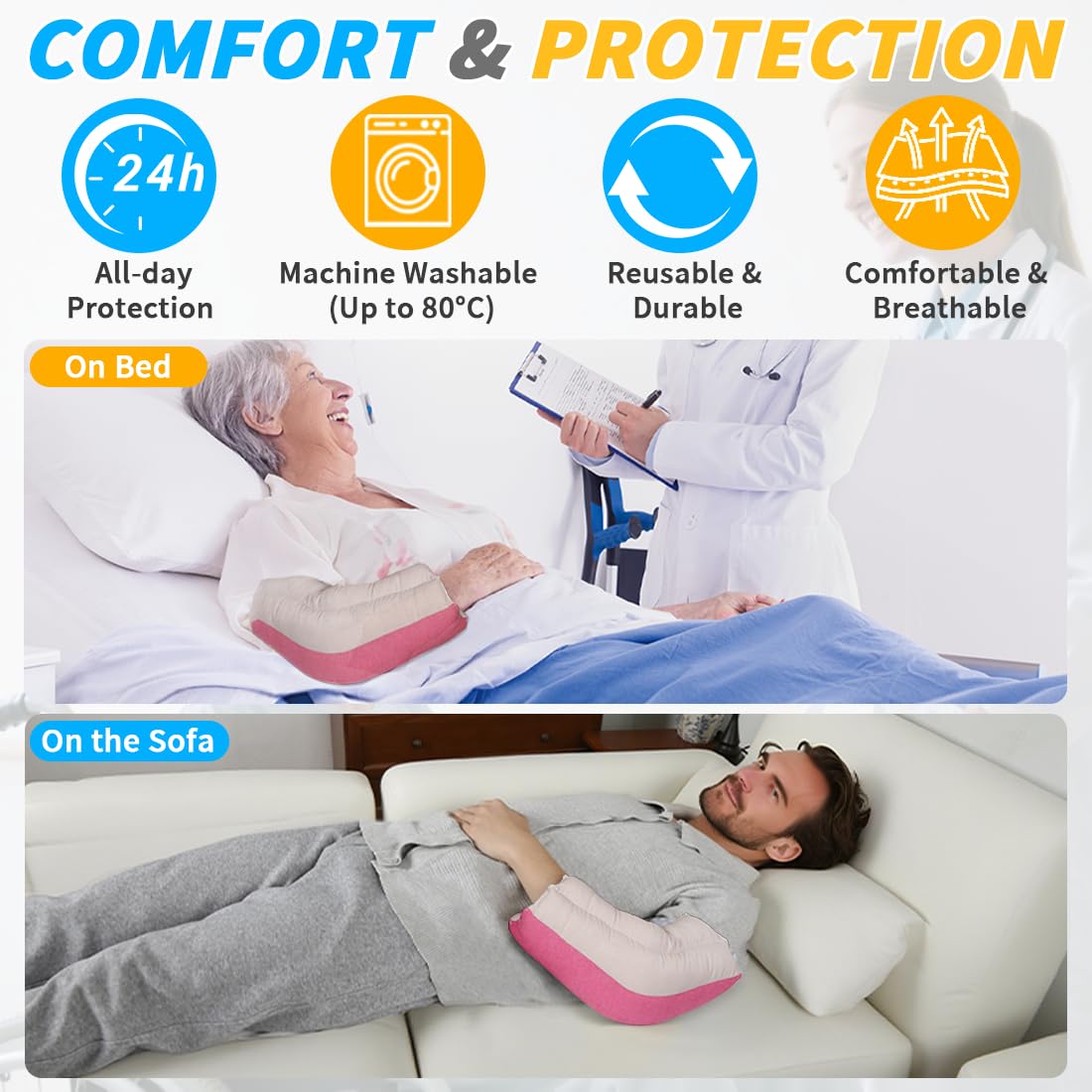 EZ Assistive Coderas protectoras de soporte de codo para ancianos y pacientes postrados en cama, protector de codo con fibra suave, 1 unidad