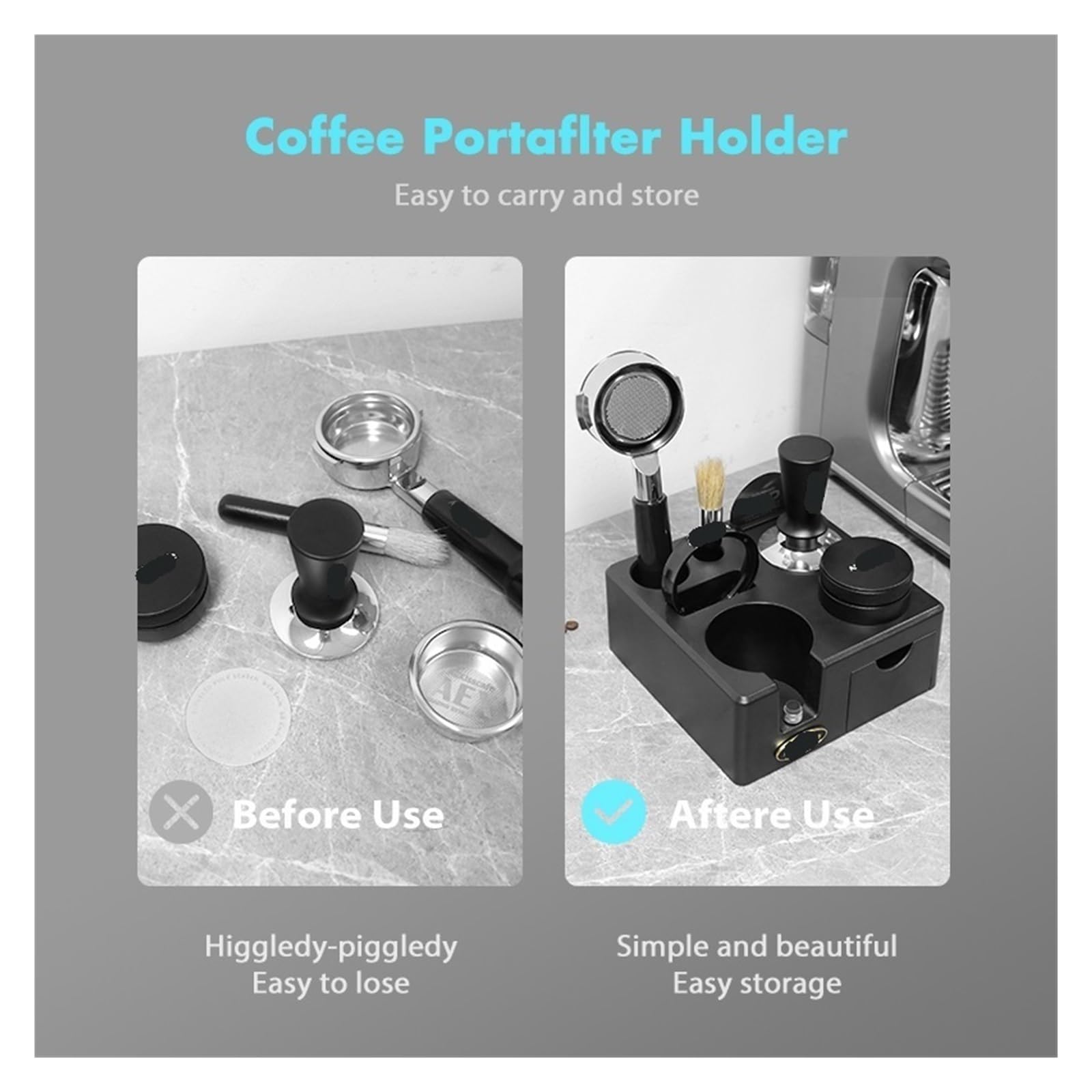 Tamper De Café Expreso, Soporte for Portafiltro De Estación De Apisonamiento De Café 51 Mm 54 Mm 57 58 Mm, Compatible Con De Longhi, Compatible Con Breville(57mm Black)