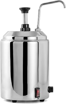 Electric Nacho Cheese Sauce Dispenser with Ladle and Insert Pot 3.5qt Capacity On/Off Switch Round Cheese Dispenser with Pump
