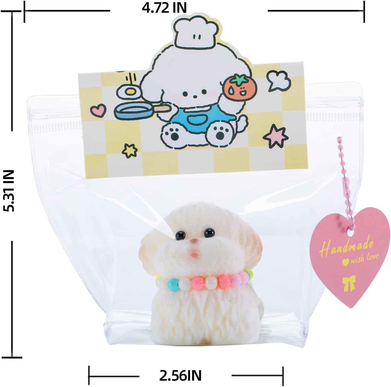 Taba Dog Squishy – Handmade Ultra Soft Silicone Squeeze Fidget Toys for Kids & Adults,Kawaii Packaging (Cute Dog Design with Necklace)
