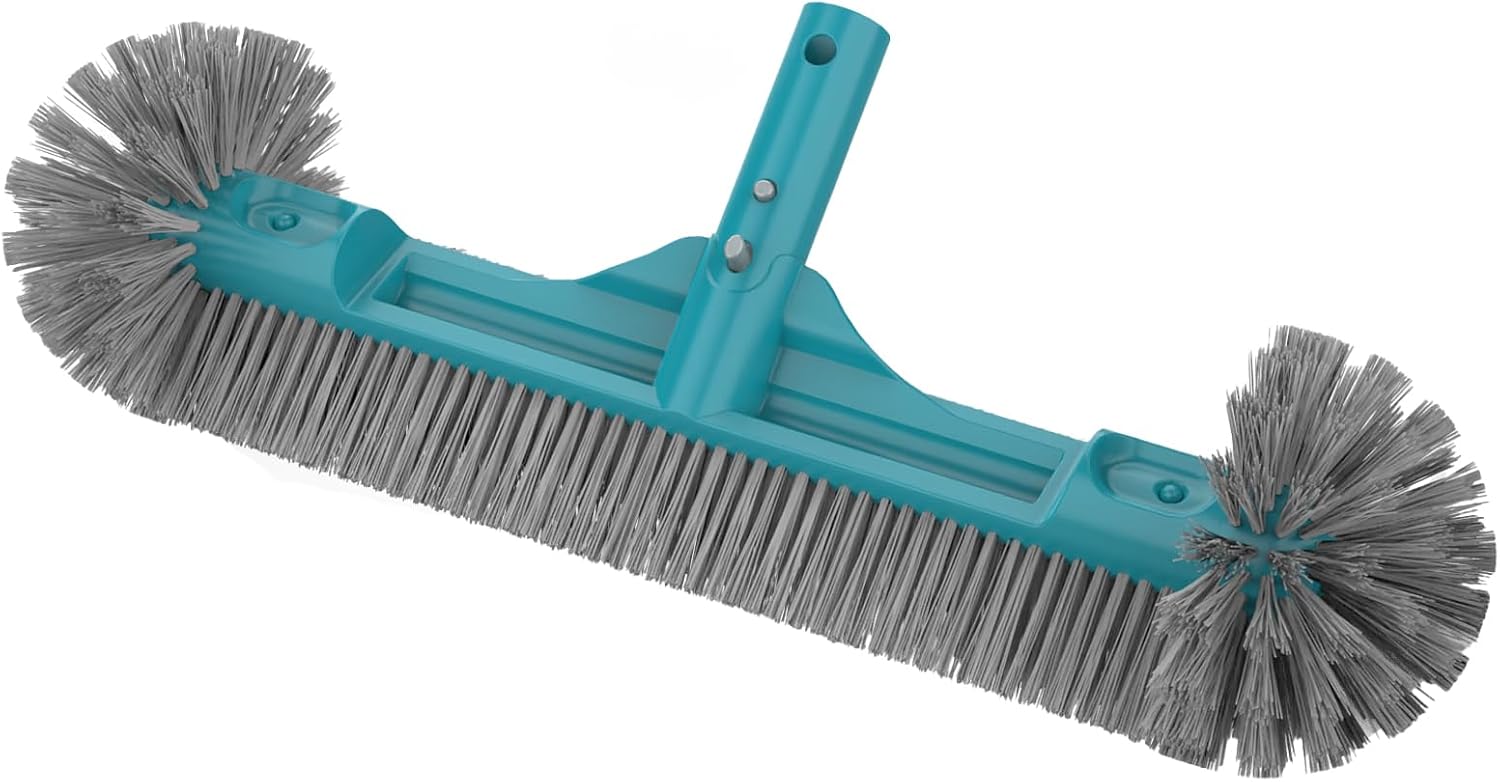 20” Pool Brush Head with Round Ends, Nylon Bristles, Extra Wide Plastic Pool Scrubber Brush for Cleaning Swimming Pool Walls, Steps & Corners Faster, Safe for Vinyl Liner(No Pole)