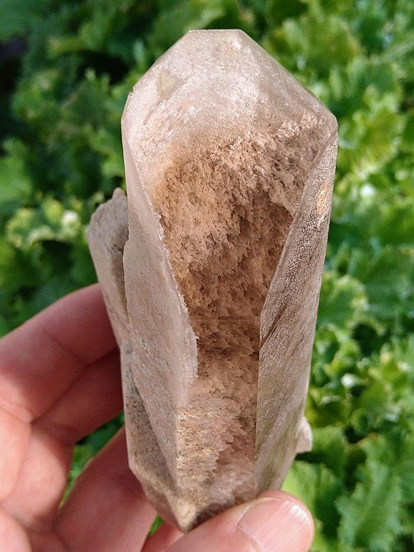 ガーデンクォーツ原石V型ポイントクラスター台座付き水晶