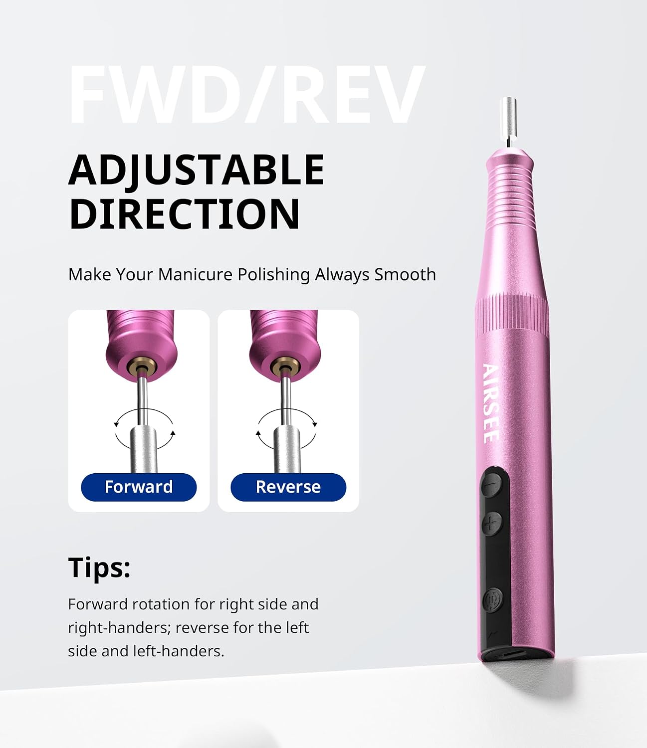AIRSEE Pro 25000RPM Nail Drill - Cordless Rechargeable Efile for Acrylic, Dip Powder & Gel Nails, Salon & Home Use with Bits & Sanding Bands​