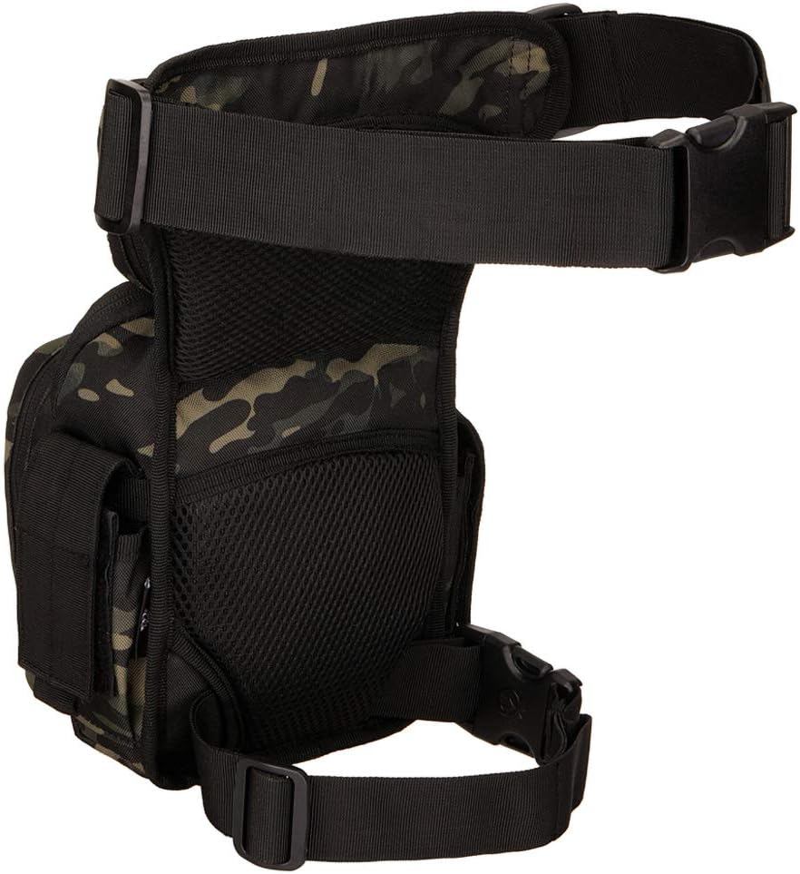 Tactical Drop Leg Bag for Men Women Military Thigh Pouch Outdoor Motorcycle Riding Hiking Waist Fanny Pack Travel Bag, Dark Camo
