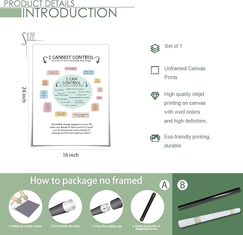 Miniatura 7 de uoyien Pósteres de salud mental con texto en inglés "I Cannot Control and I Can Controlar" ("No puedo controlar y puedo controlar") de afirmaciones
