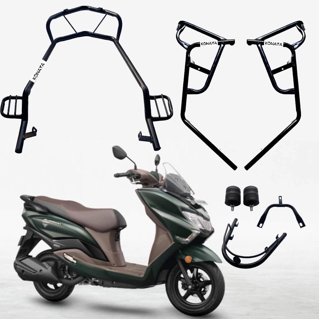Burgman 125 Crash Guard with Fix Footrest Rear and Frant Side Protect Your Scooter This Crash Guard Suitable for Burgman 125 Bs 6 Black (Set of 1)-image-49