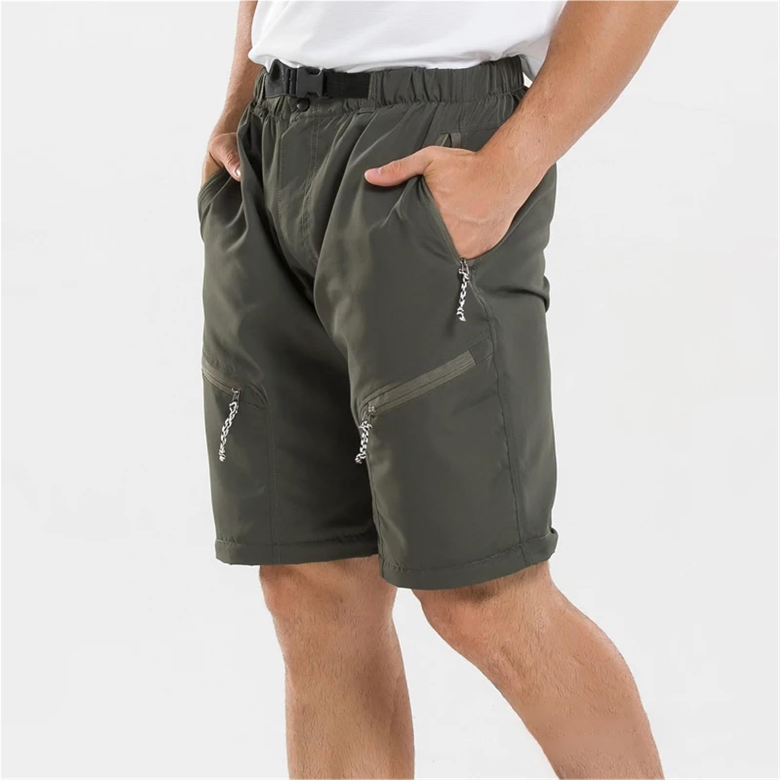 Pantalones de senderismo convertibles secado rápido for hombre y mujer, con bolsillo cremallera desmontable, aptos for ciclismo, pesca trekking Para Outdoor(Khaki,2XL)