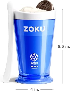ZOKU Original Slush and Shake Maker, Compact Make and Serve Cup with Freezer Core Creates Single-Serving Smoothies, Slushies and Milkshakes in Minutes, BPA-free, Blue