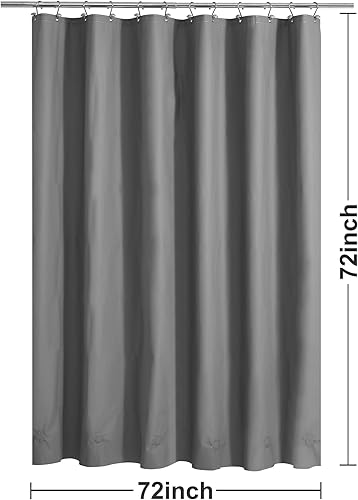 Vista 134 de Barossa Design - Forro de cortina de PEVA para ducha, calidad prémium, sin olor químico, no contiene PVC ni BPA, ligero, tamaño estándar, con 3 Gris