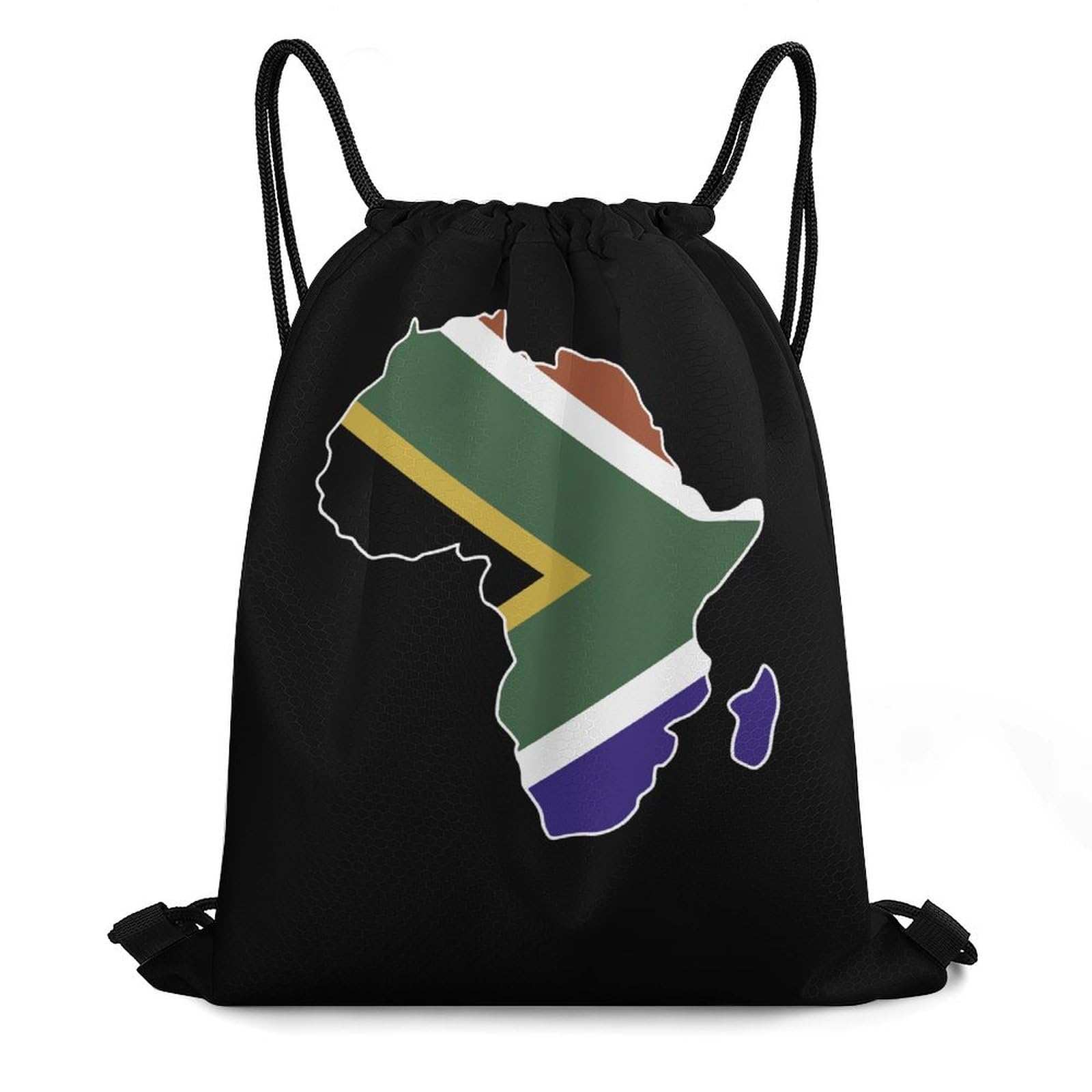 South Africa Flag Africa Map Drawstring Backpack Durable Sport Gym Bags Daypack for Men Women 35 * 42cm