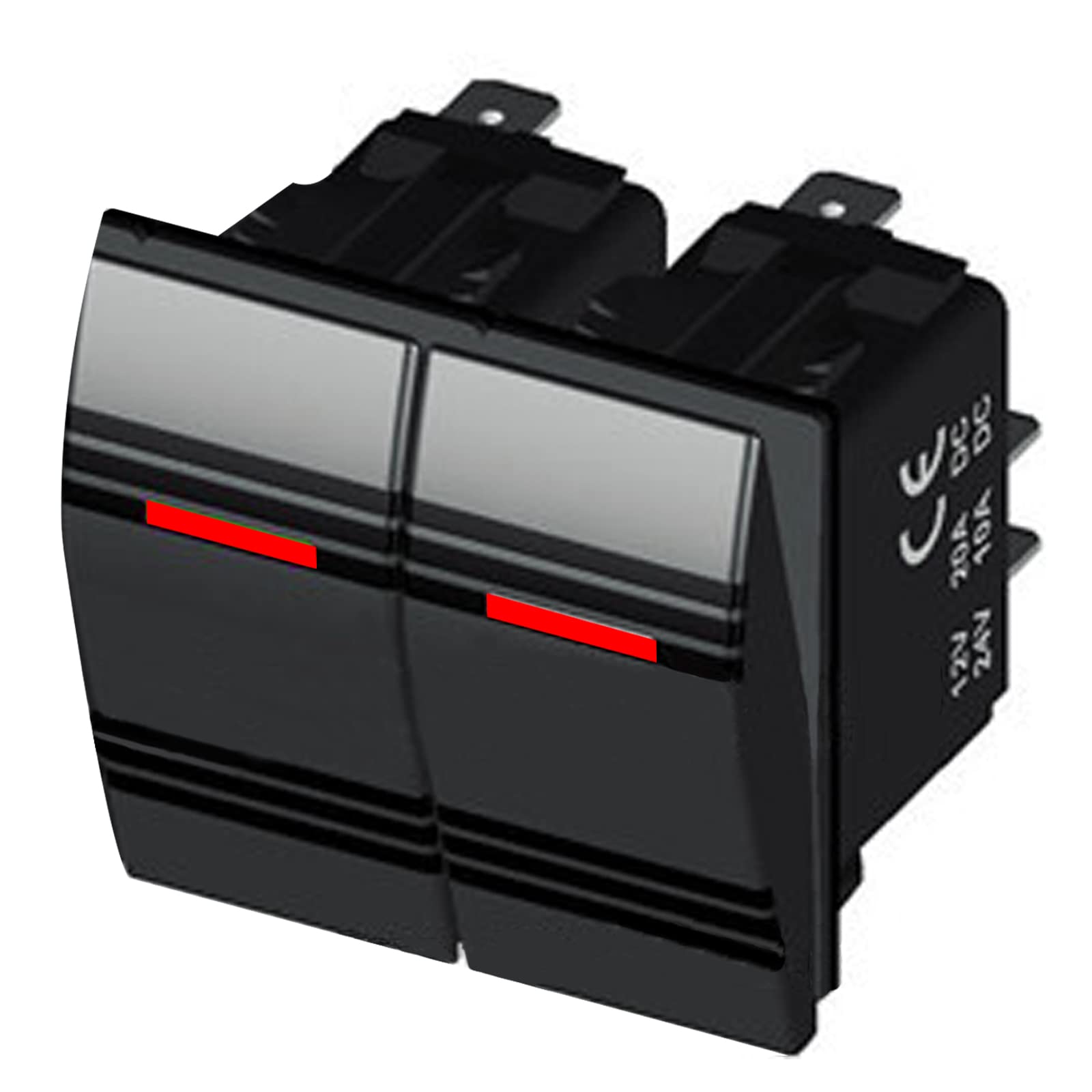 Car-ling Waterproof Rocker Switches 12V 20A 24V 10A SPST On/Off 3Pin 2PACK Boat Rocker Switch with Red LED for Car Boat RV SUV Caravans Truck Camper