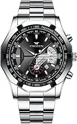 Relógio Blindado Resistente a Água Preto e Prata em Vidro Mineral Hardlex Movimento em Quartzo - 'Boss Elite' + Caixa Premium