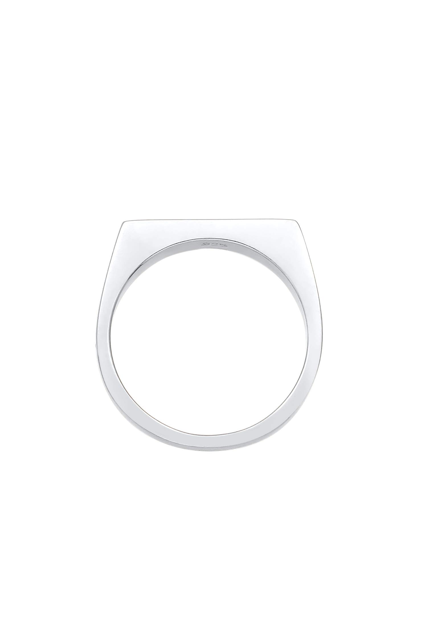Elli Anillos Mujeres Sello Cuadrado Geo Diseño Básico en Plata de Ley 925