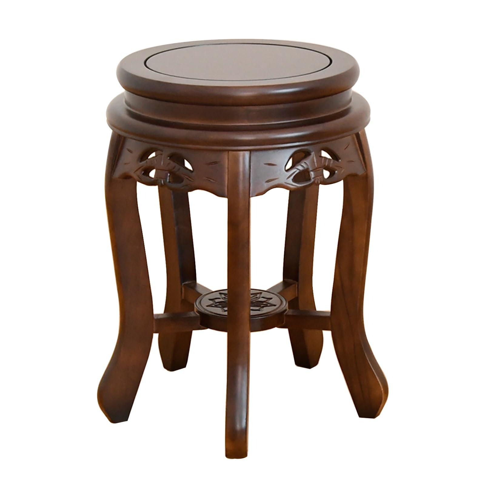 Tabouret rond en bois massif sculpté pour salle à manger et coiffeuse
