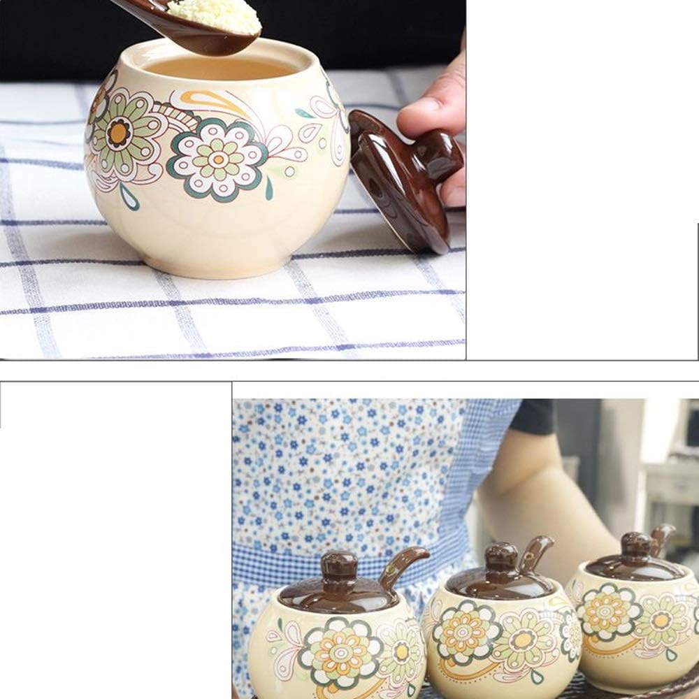 Ceramic Seasoning Pot Three-pot Design Set Kitchen Supplies, Household Storage Box Combination