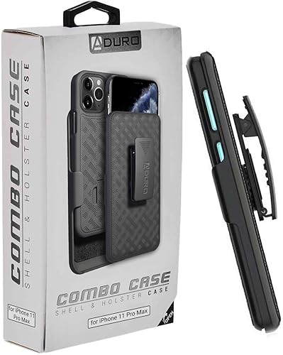 Miniatura 8 de Aduro Combo de funda y funda para iPhone 11 Pro Max, carcasa delgada y funda giratoria con clip para cinturón, con soporte integrado para iPhone de