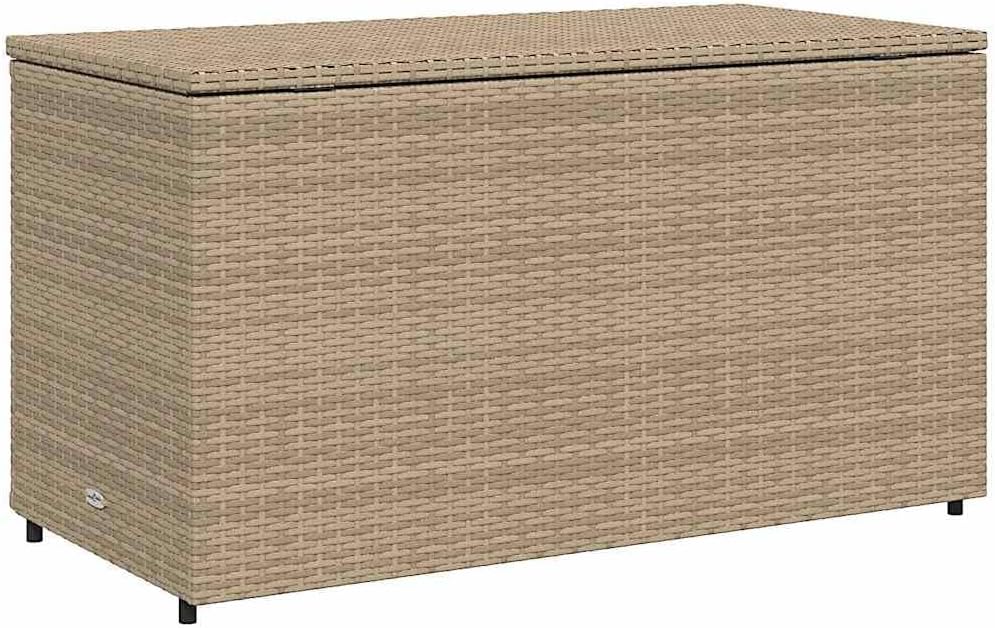 Outdoor Storage Cabinet Beige PE Rattan 21.7"x43.3"x23.8" Modern Weather-Resistant Garden Deck Box for Patio Balcony Garage