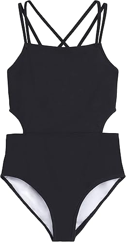 Kanu Surf Traje de baño de una pieza con corte deportivo para niña en la playa