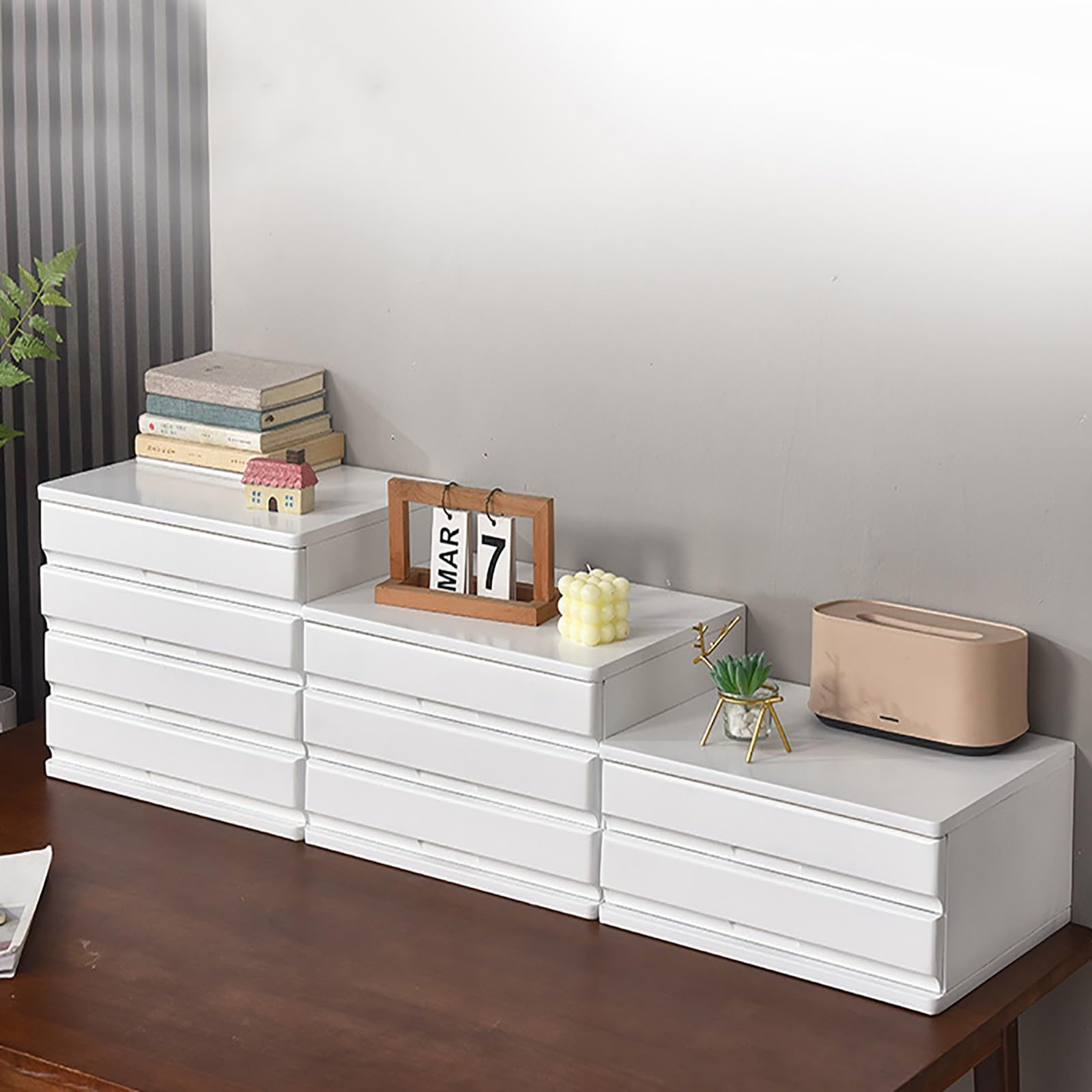 Boîte De Rangement De Bureau En Bois Massif, Multicouche Tiroir De Organiseur Épaissi, Meuble De Rangement À Poignée Invisible, Pour Bureau/étude/maison(Brown,24cm/9.4in)