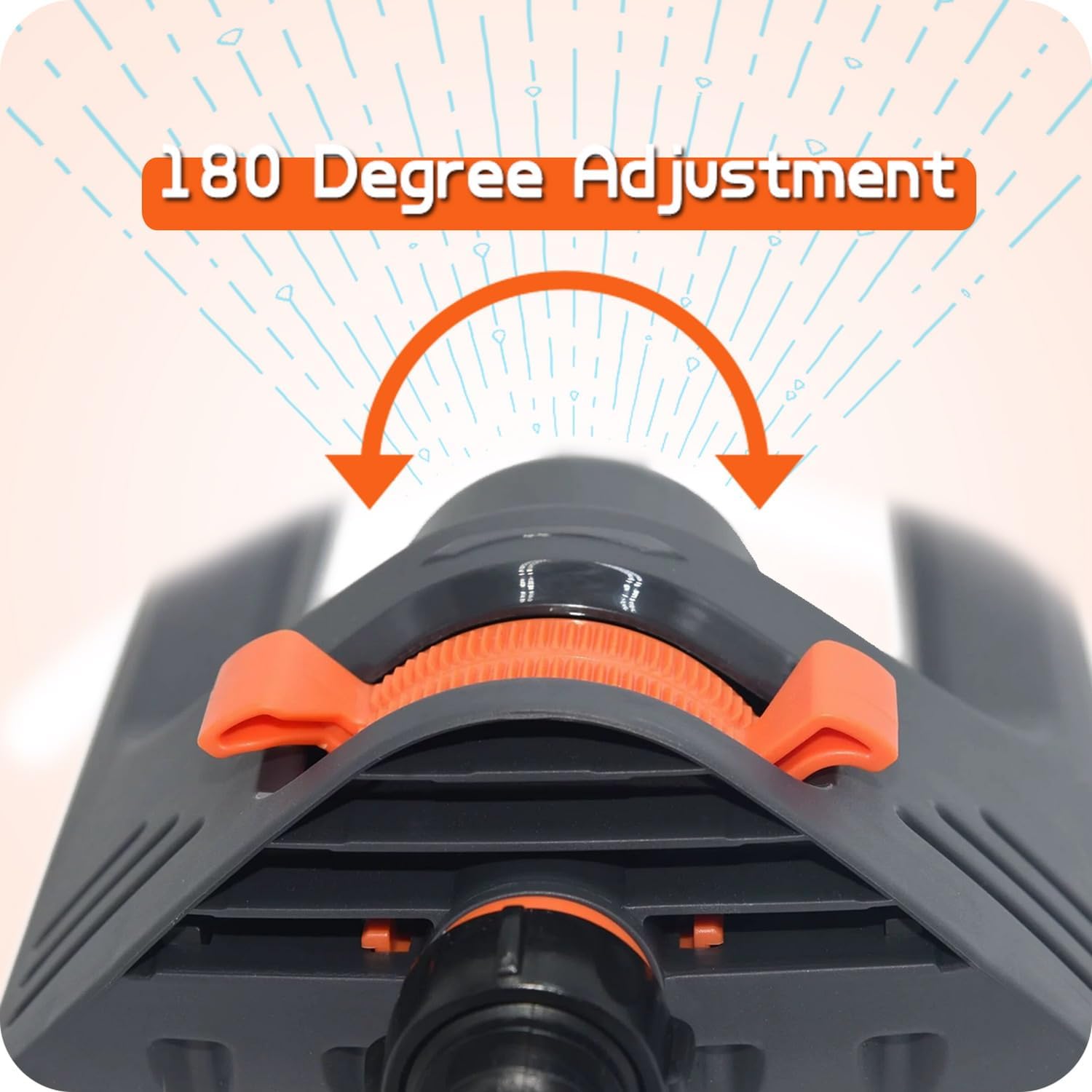 Blütezeit Oscillating Sprinkler, 3600 Sq.Ft. Large Area, 180-Degree Adjustable, 19-Hole Nozzle, Quick Connector & Threaded 2-Way Connection for Lawn and Garden