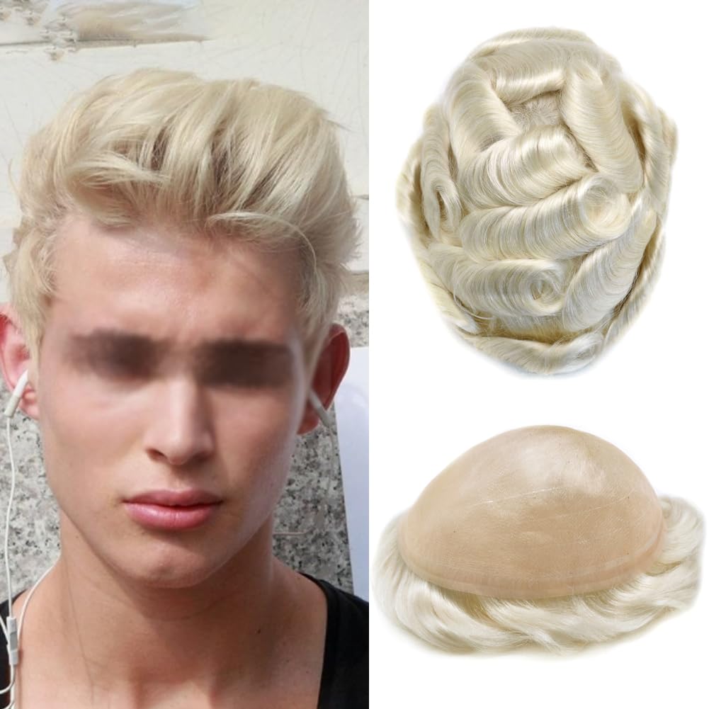 Mens Hair System Human Hair Fine Welded Lace Mens Toupee Hair Pieces For Men Human Hair Toupee For Men Hair Replacement System For Men8x10 80% light density#1B50 1B# OFF BLACK+50% GREY