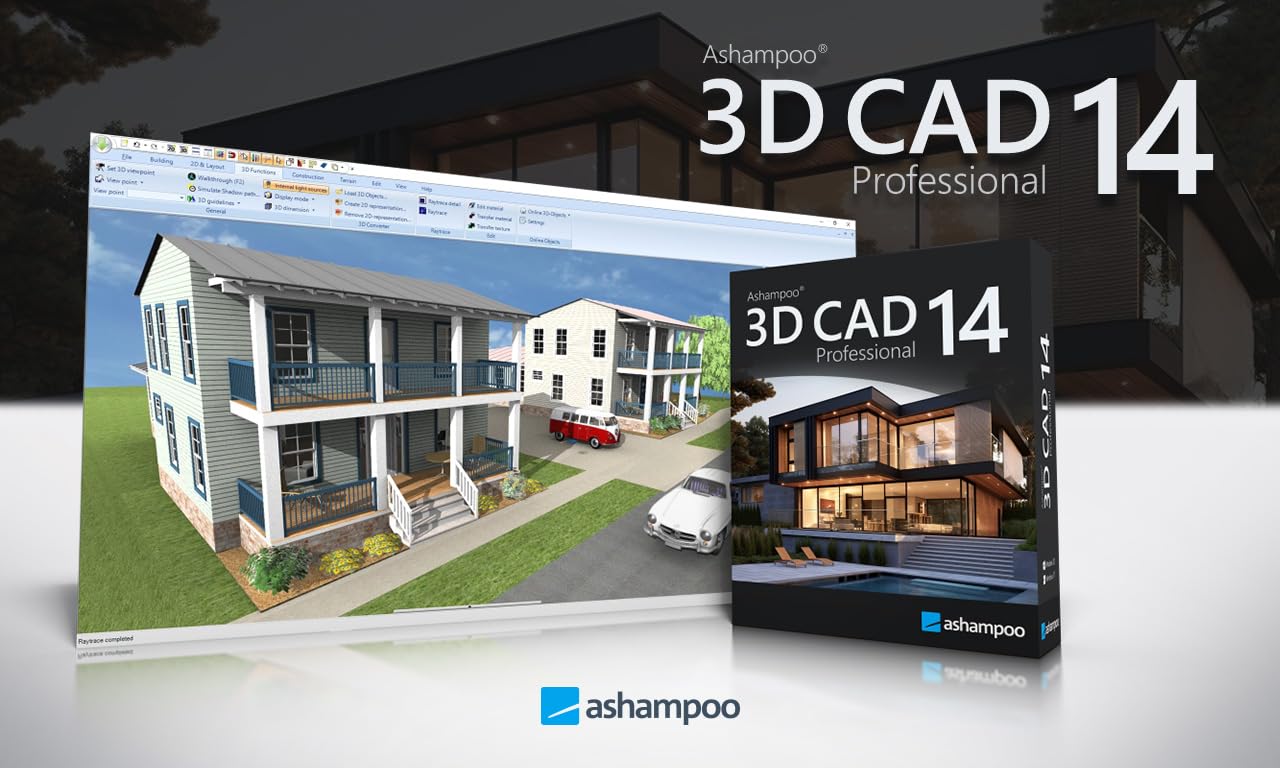 Ashampoo 3D CAD Professional 14 – Professionelle 2D/3D-CAD-Planung für Architektur, Konstruktion & Design mit realistischer Visualisierung | 1 Gerät | 1 Benutzer | PC Aktivierungscode per Product Key