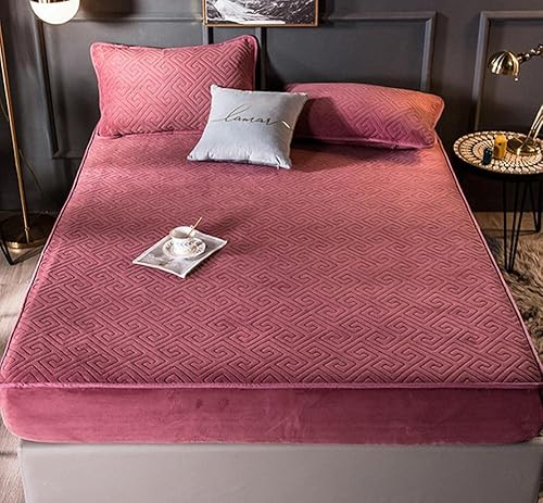 Miniatura 5 de Sábana de hotel urious, protector de colchón acolchado de algodón grueso de terciopelo coral, para dormitorio, habitación de invitados, casa de