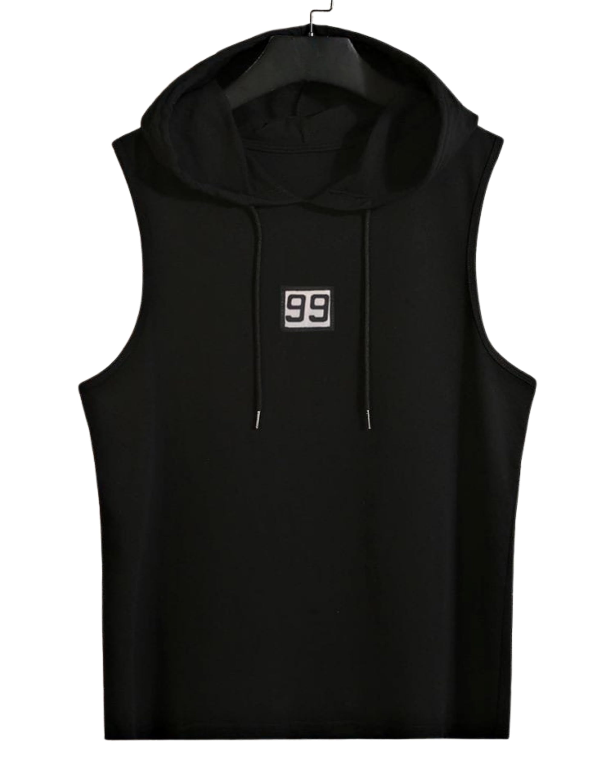 Men's Sleeveless Hooded Gym T-Shirt, Black, Sports Performance Wear-image-32