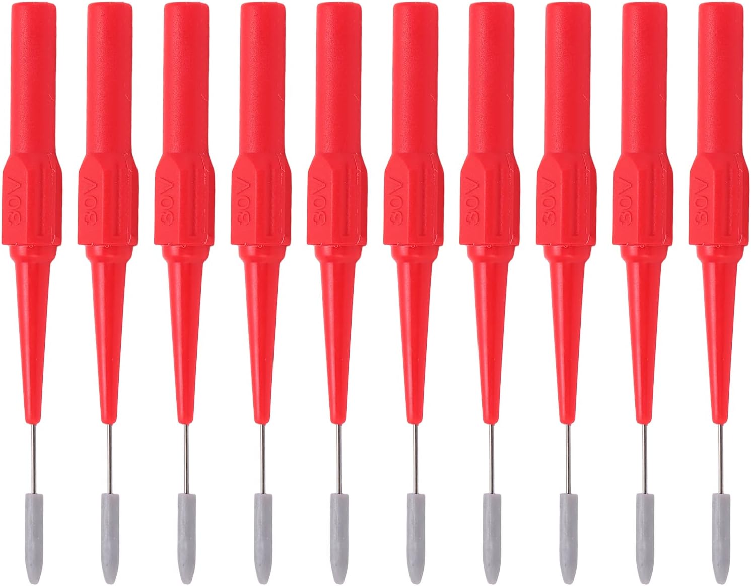 Test Probes for Multimeter 10 Pieces 26.010 Test Probes Set 0.7mm Needle Test Probes 4.0mm Plug Drilling Probe for Test Equipment(red)