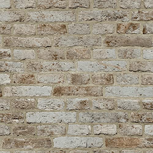 Exclusive New Realistic 3D Vintage Brick Effect Rustic Stone Grey Textured Wallpaper (Natural AL1039)