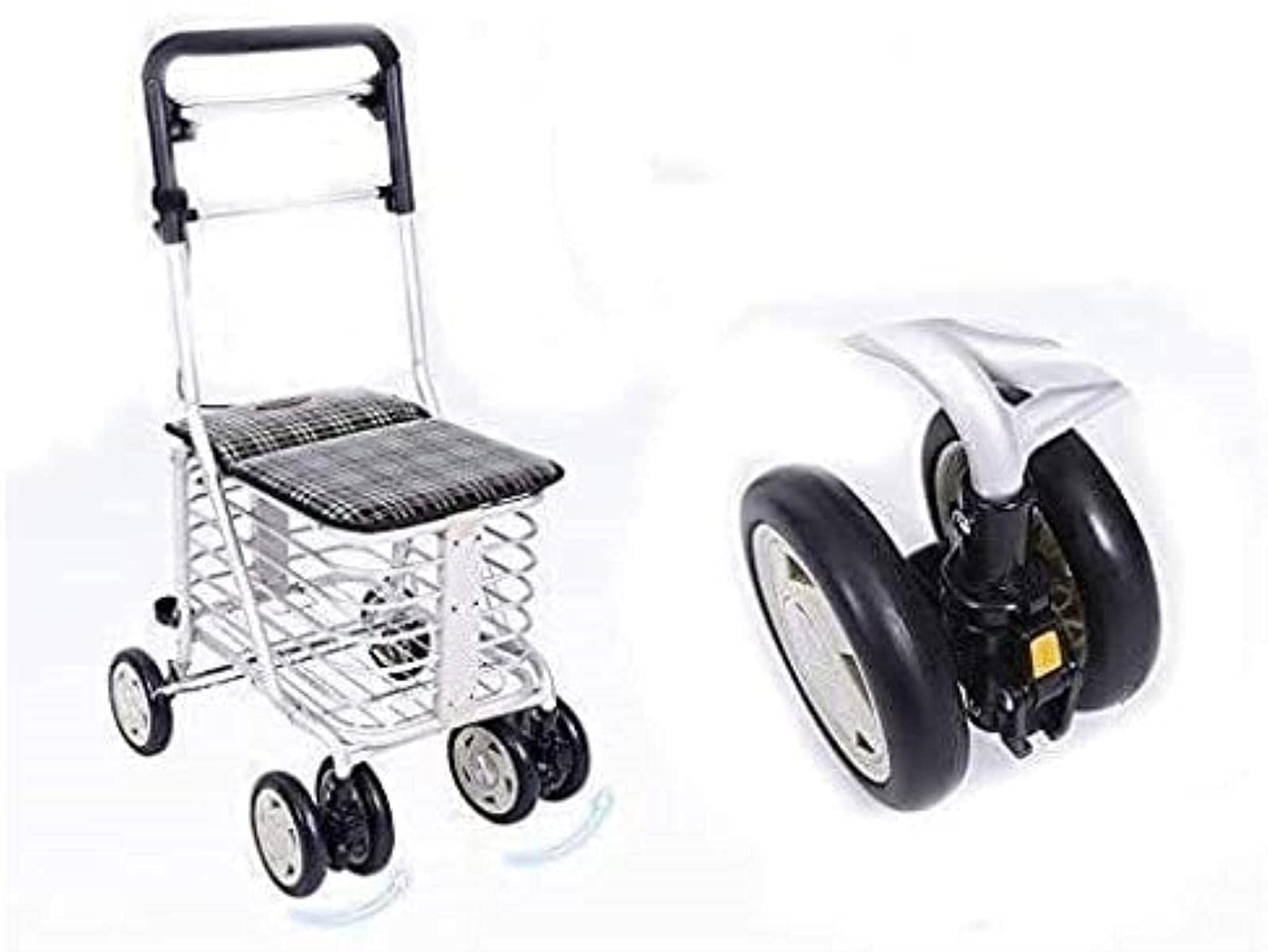 Rollator Walker Rama do chodzenia Standardowy chodzik Rollator Składany Mobilność Pomoc w chodzeniu, 4 koła do chodzenia, siedzisko z regulacją wysokości Chodzik dla osób starszych Tęsknota za