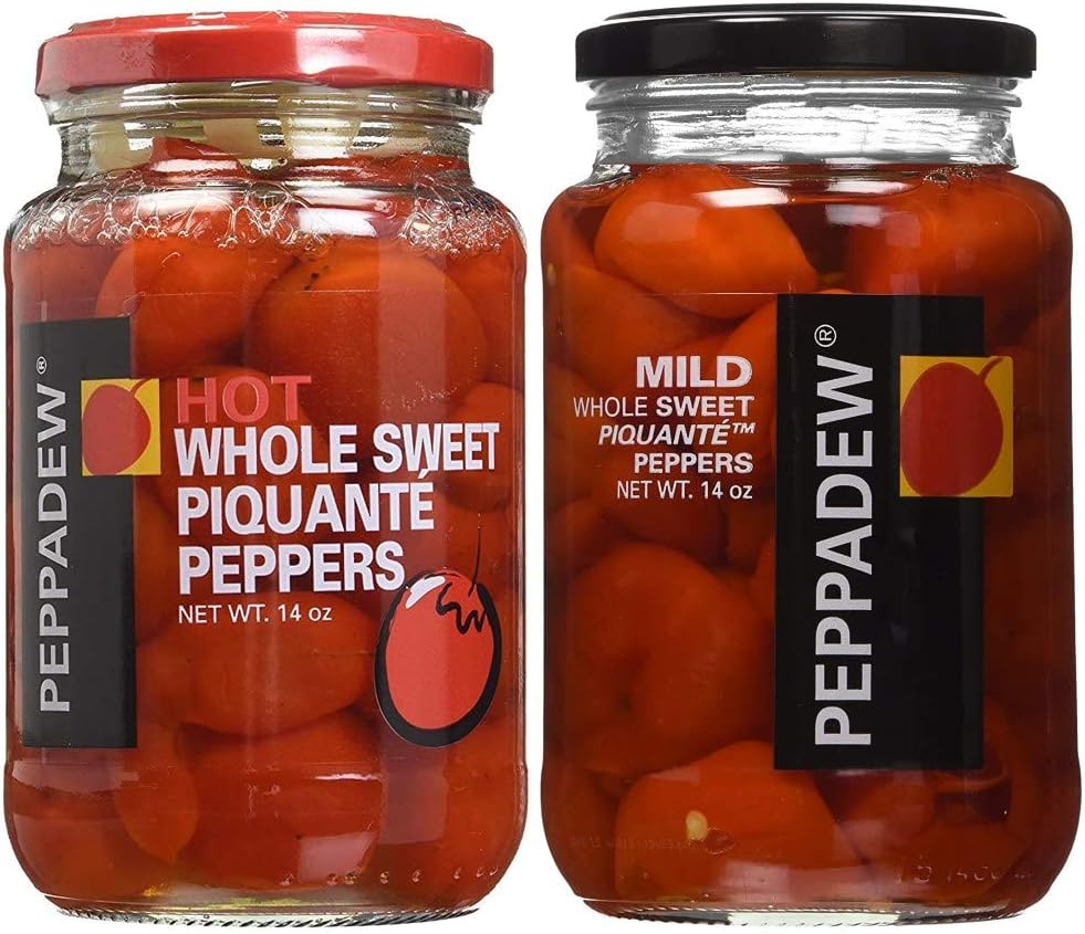 Peppadew Whole Piquante Peppers Assorted pack of Hot and Mild- 14oz Each
